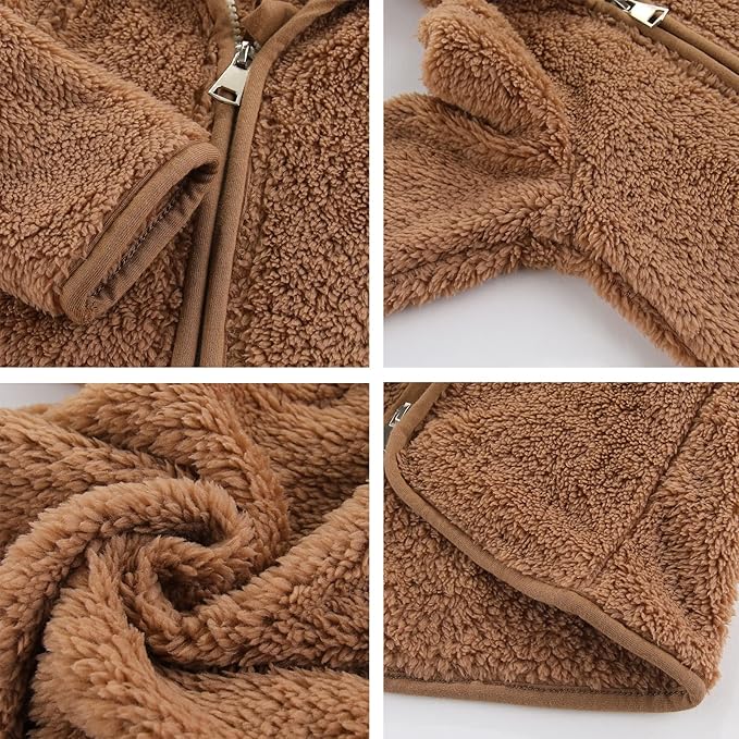 Gajaous Infant Baby Boys Girls Cartoon Fleece Jacket Hooded Coat with Ears Warm Zipper Up Outwear