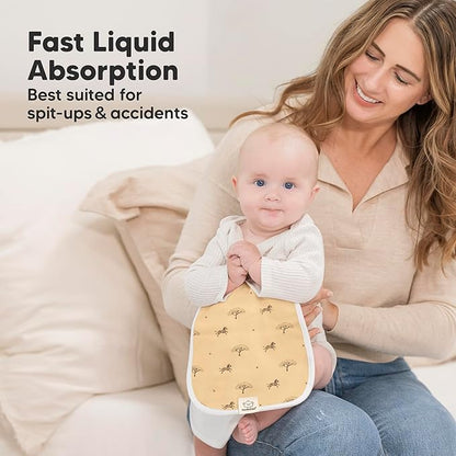 Organic Burp Cloths Baby Boy & Girl - 5-Pack Super Absorbent Cotton Burping Cloths for Babies, Soft & Plush Newborn Spit Up Rags, Infant Towels for Milk Spit Up, Unisex, Large 21" x 10" (Mesozoic)