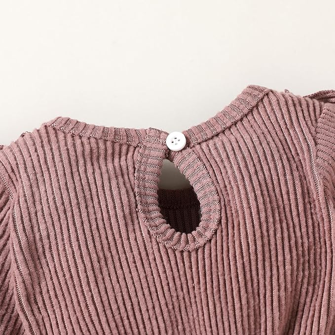 Happy Town Baby Girl Romper Infant Fall Winter Clothes Ruffle Sweater Long Sleeve Bodysuit Jumpsuit and Headband