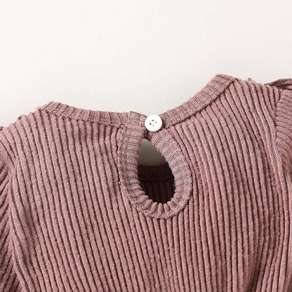 Happy Town Baby Girl Romper Infant Fall Winter Clothes Ruffle Sweater Long Sleeve Bodysuit Jumpsuit and Headband