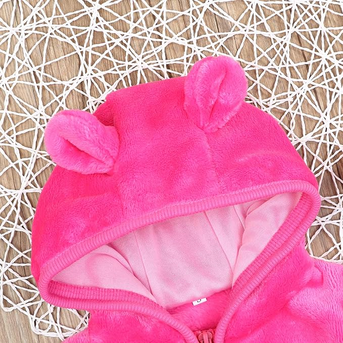 Noubeau Infant Baby Boys Girls Fleece Ears Hat with Lined Hooded Zipper Up Jacket Coat Tops Outwear Overcoat Warm Fall Winte