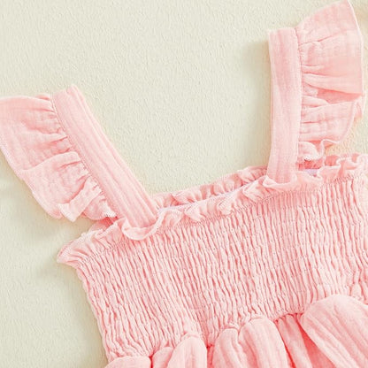 Thorn Tree Baby Girl Summer Clothes Newborn Outfit Ruffle Romper Infant Baby Dress Bow Headband Solid Cute Outfits Girls