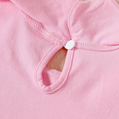 0-24M Infant Girls Ruffle Collar Romper Baby Girl Solid Color Bodysuit Casual Jumpsuit (Pink short, 12-18 Months)