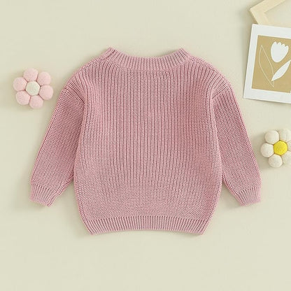 Mubineo Baby Girl Winter Clothes Cute Flower Sweater Crewneck Pullover Long Sleeve Knit Newborn Infant Sweaters