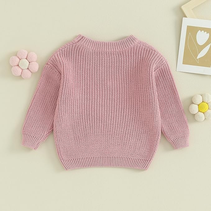 Mubineo Baby Girl Winter Clothes Cute Flower Sweater Crewneck Pullover Long Sleeve Knit Newborn Infant Sweaters