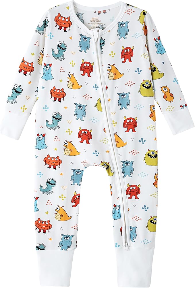 Baby Zippered Rompers Newborn Pajamas Sleepers Long Sleeve Jumpsuits Infant Zipper Romper-Viscose from Bamboo
