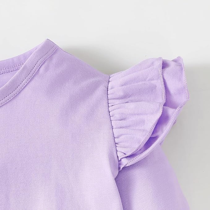 LYSMuch Toddler Baby Girls Long Sleeve Ruffle T Shirt Kids Casual Plain Solid Top Blouse T-Shirt Undershirt
