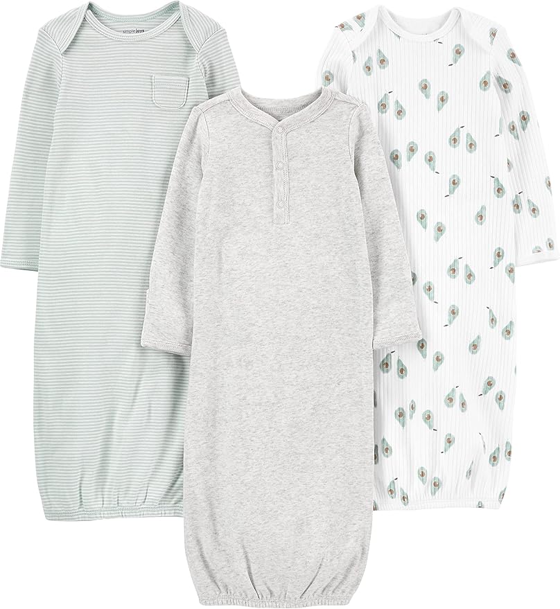 Simple Joys by Carter's unisex-baby 3-pack Neutral Cotton Sleeper Gown