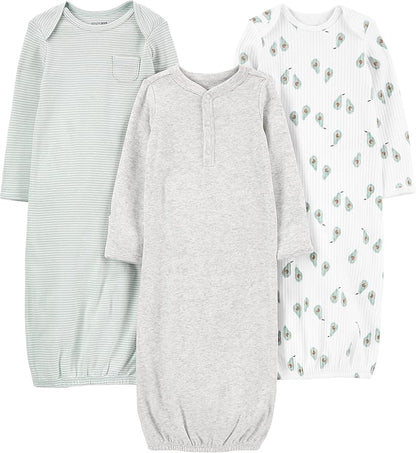 Simple Joys by Carter's unisex-baby 3-pack Neutral Cotton Sleeper Gown