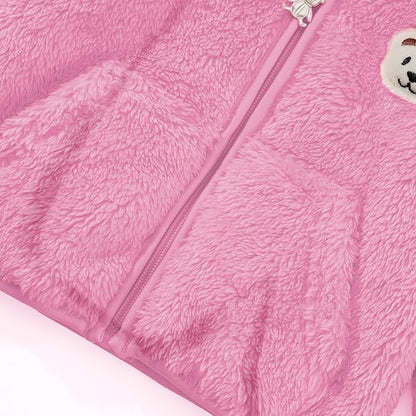 Baby Boys Girls Fleece Jackets Zip Up Hoodies Cute Bear Coats Fall Winter Fuzzy Jacket Newborn Boys Girls Outwear