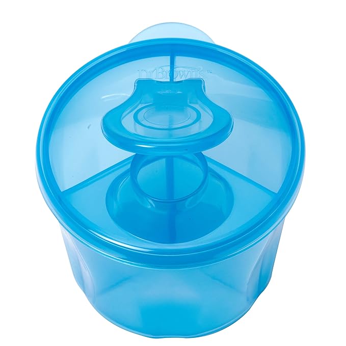 Dr. Brown's Travel Formula Dispenser with Lid, BPA Free - Blue - Holds 27oz | with Snap-On Lid