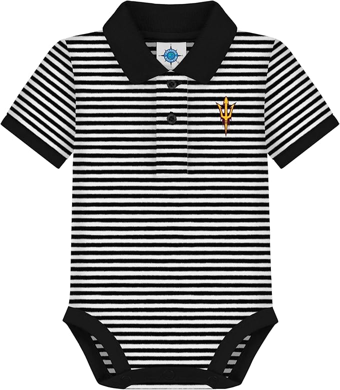 Creative Knitwear College Baby Striped Polo Bodysuit - Team Logo, Multiple Colors, for Boys & Girls (0-12 Months)