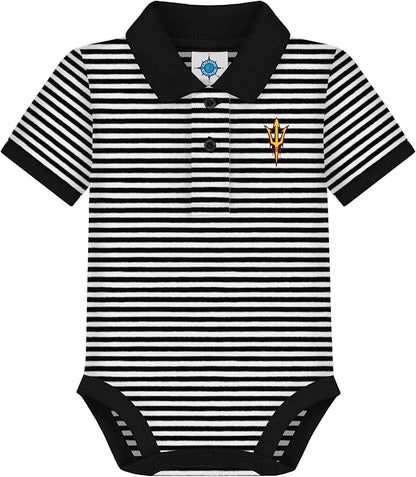 Creative Knitwear College Baby Striped Polo Bodysuit - Team Logo, Multiple Colors, for Boys & Girls (0-12 Months)