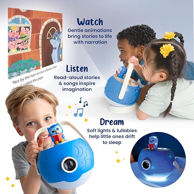 Kids Book Projector - 5 Read-Aloud Stories, 5 Songs, Night Light & Soothing Dream Music | Children Ages 3+ Storytime Projector for Kids & Toddlers | Educational Toys, Owl