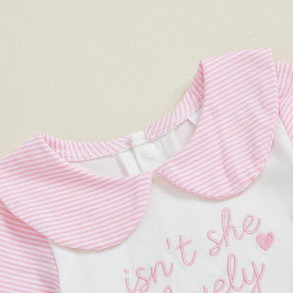 Newborn Baby Girl Footed Romper Onesie Little Sister Embroidery Fall Clothes Coming Home Outfit Vintage Jumpsuit