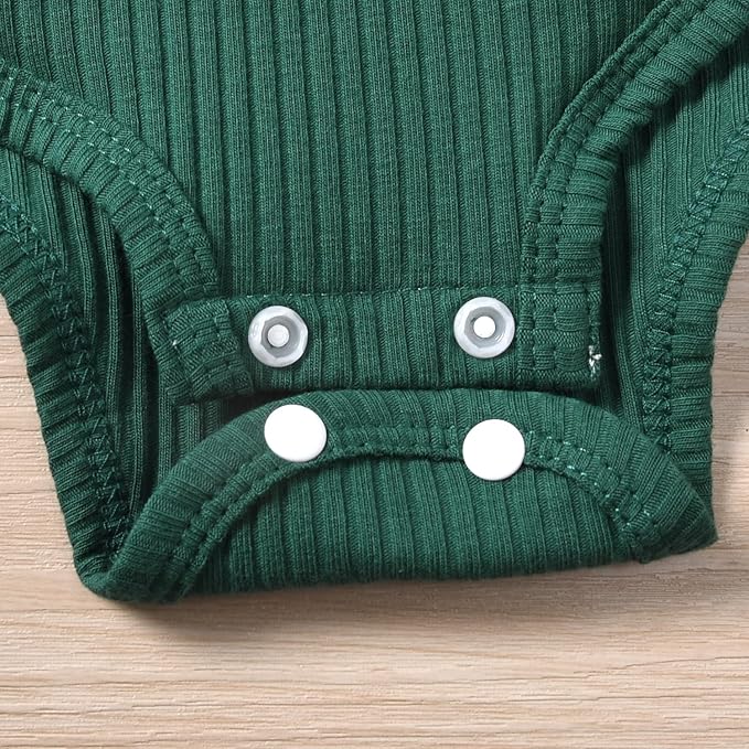 Aalizzwell Preemie Newborn Infant Baby Girls Clothes Ribbed Romper Bodysuit Pants Set Fall Winter Outfits