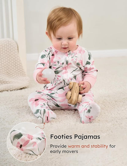 Yoofoss Baby Pajamas 100% Organic Cotton Baby Sleepers for Newborn 0-3 3-6 6-9 Months Boys Girl Clothes 3pcs Footed PJs