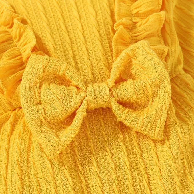 Happy Town Baby Girl Romper Infant Fall Winter Clothes Ruffle Sweater Long Sleeve Bodysuit Jumpsuit and Headband