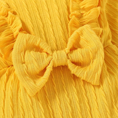 Happy Town Baby Girl Romper Infant Fall Winter Clothes Ruffle Sweater Long Sleeve Bodysuit Jumpsuit and Headband