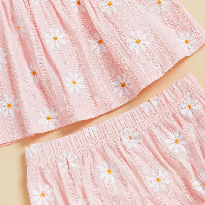 Mubineo Baby Girl Summer Clothes Cute Ruffle Tops Dress Shorts Outfits Set Infant Toddler Shrit Bloomers Princess Outfit