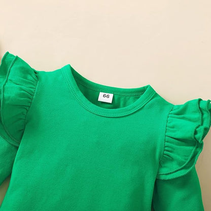 Baby Girl Solid Color Romper Infant Ruffle Sleeve Bodysuit One Piece Outfit Toddler Jumpsuit clothes