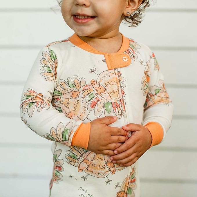 Burt's Bees Baby Baby Girls Sleeper Pajamas, 100% Organic Cotton, One-piece PJs, Diagonal Zip Up Jumpsuit, Snug Fit Footie