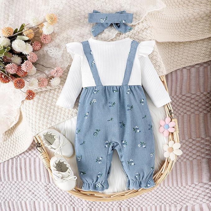 Infant Baby Girl Fall Outfit Romper Cherry Print Fake Two Pieces Patchwork Bow Jumpsuit Newborn Winter Clothes