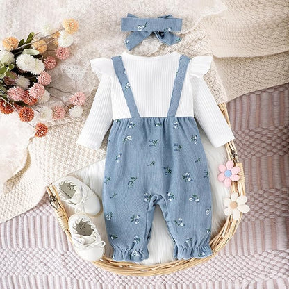 Infant Baby Girl Fall Outfit Romper Cherry Print Fake Two Pieces Patchwork Bow Jumpsuit Newborn Winter Clothes