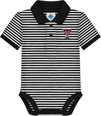 Creative Knitwear College Baby Striped Polo Bodysuit - Team Logo, Multiple Colors, for Boys & Girls (0-12 Months)