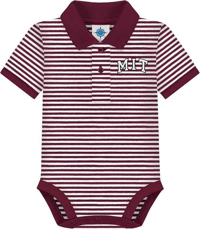 Creative Knitwear College Baby Striped Polo Bodysuit - Team Logo, Multiple Colors, for Boys & Girls (0-12 Months)