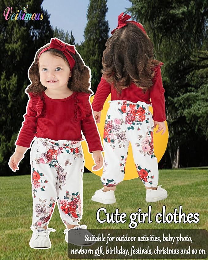 Newborn Baby Girl Clothes Infant Girl Outfits 0 3 6 12 18 Months Clothes for Girls Headband Clothing Set