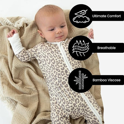 ITSY BITSY BOUTIQUE Viscose Bamboo Baby Pajamas - Boys and Girls Footie Sleeper Convertible 2-Way Zipper Sleeper