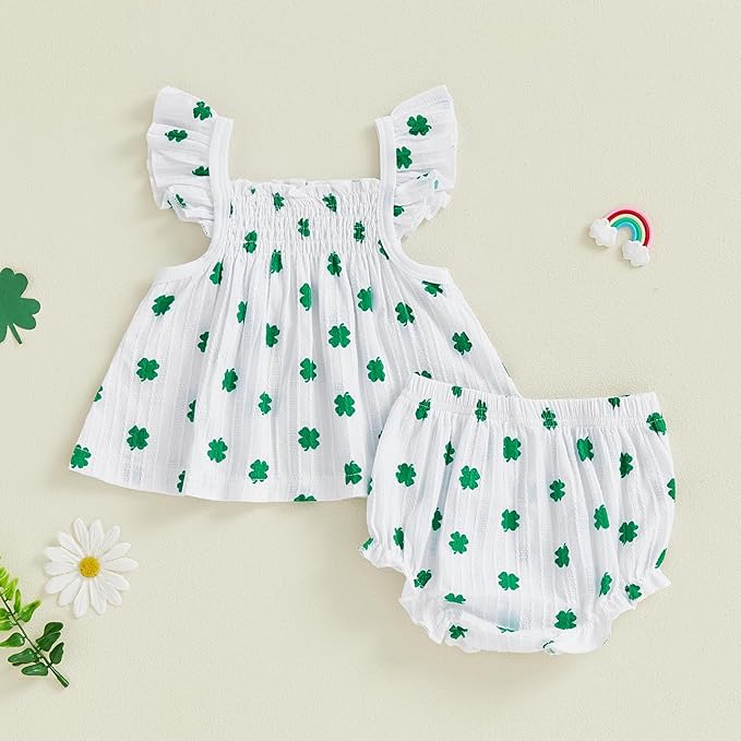 Mubineo Baby Girl Summer Clothes Cute Ruffle Tops Dress Shorts Outfits Set Infant Toddler Shrit Bloomers Princess Outfit