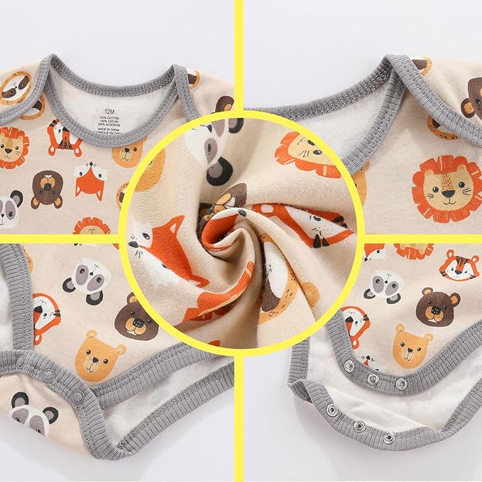 Unisex Baby Cotton Bodysuits 4-pack Short Sleeve Newborn Clothes