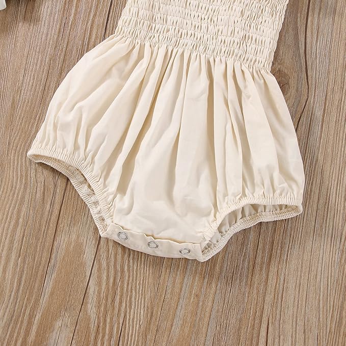 Newborn Baby Girl Bodysuit Sleeveless Halter Frill Romper One-piece Jumpsuit with Headband Summer Clothes Set