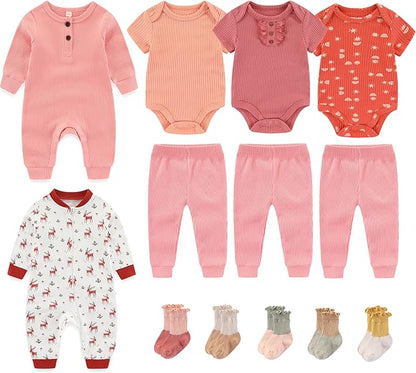 Baby Bodysuit and Pant Sets Ribbed Romper Soft Newborn Boy Girl Clothes Outfits Layette Gift Set