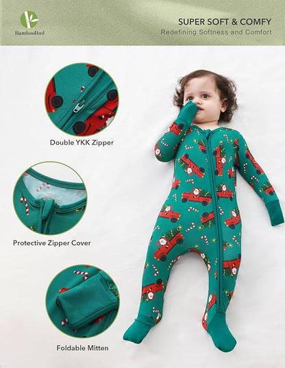 Baby Zippered Rompers Newborn Pajamas Sleepers Long Sleeve Jumpsuits Infant Zipper Romper-Viscose from Bamboo
