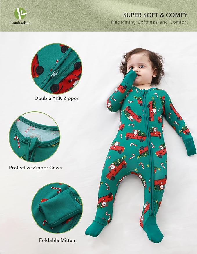 Baby Zippered Rompers Newborn Pajamas Sleepers Long Sleeve Jumpsuits Infant Zipper Romper-Viscose from Bamboo