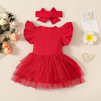 Baby Girl Clothes Infant Ruffle Sleeve Romper Dress Newborn Solid Tutu Skirt Sets Jumpsuit Headband Outfit