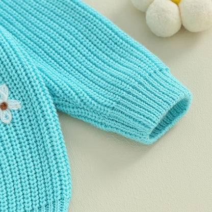 Mubineo Baby Girl Winter Clothes Cute Flower Sweater Crewneck Pullover Long Sleeve Knit Newborn Infant Sweaters