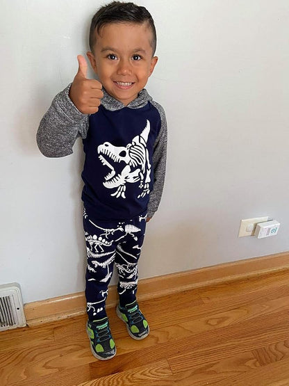 Baby Boys Dinosaur Long Sleeve Hoodie Tops Sweatsuit Pants Winter Outfit Set