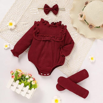 GRNSHTS Newborn Baby Girl Clothes Ruffle Rompers Toddler Fall Outfits for Girls Set Little Girl Fall Winter Clothing