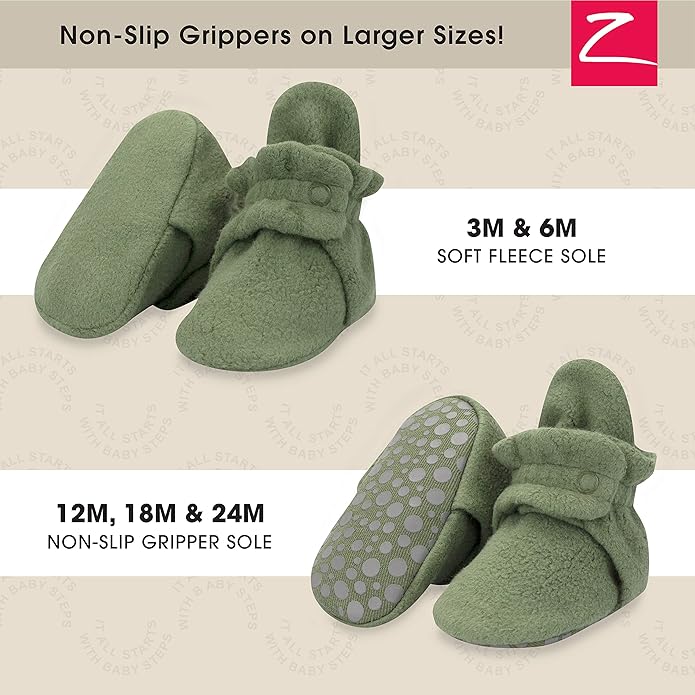 Zutano Unisex Fleece Baby Booties, Two Snap Closure, Newborn to 24 Months