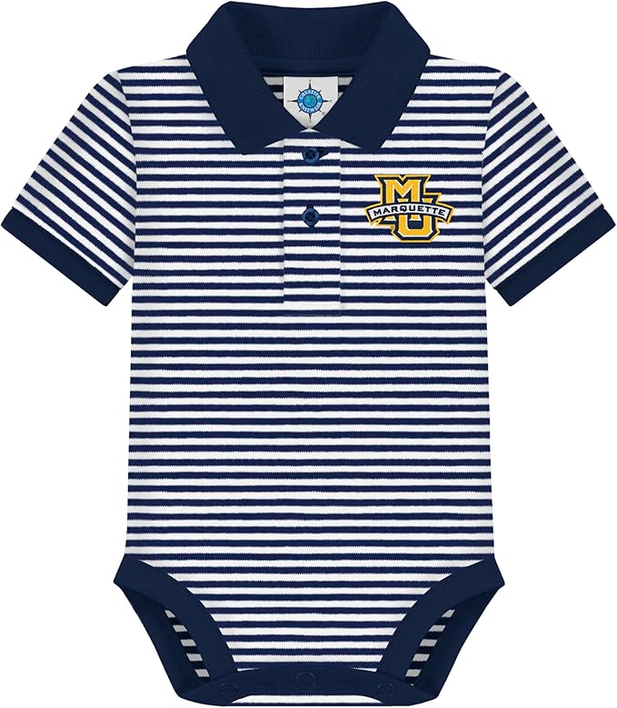 Creative Knitwear College Baby Striped Polo Bodysuit - Team Logo, Multiple Colors, for Boys & Girls (0-12 Months)