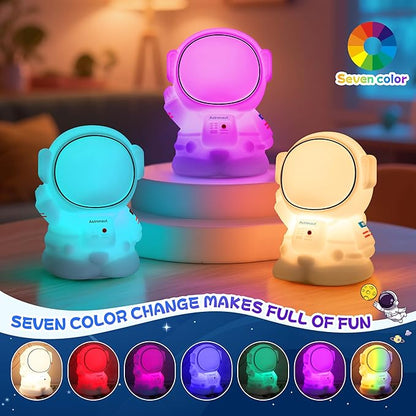 Night Light for Kids, Rechargeable Dimmable Silicone LED Nightlight with 7 Colors, Baby Nursery Night Lamp, Touch Squishy Lamp, Cute Gifts for Girls, Boys, Toddler Room Decor, Astronaut