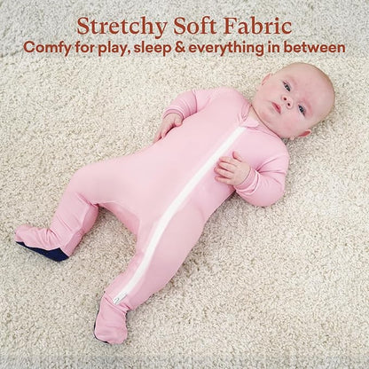 Baby Zipper Footies Pajamas, One-Piece Zip Front Jumpsuit for Boys Girls, Newborn to 24 Months