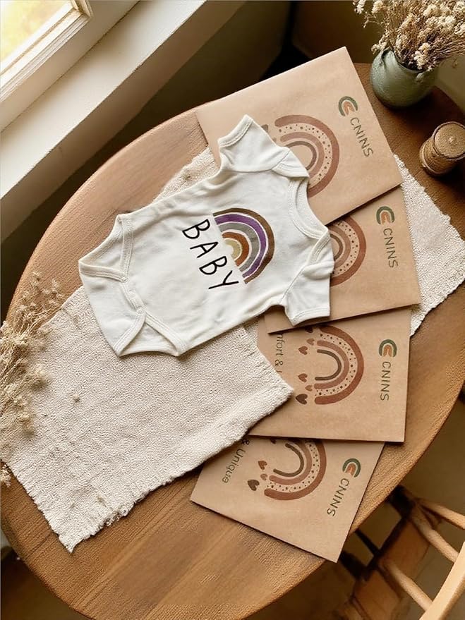 Cnins Newborn Baby Bodysuit - Pregnancy Announcement & Infant Loss Gift, Coming Soon & Rainbow Design Coming Home Outfit