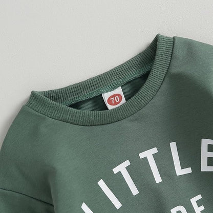 Murnouche Toddler Baby Boy Fall Winter Outfits Letter Crewneck Sweatshirt Casual Pants 2Pcs Clothes Set