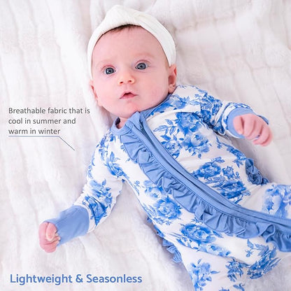 LollyBanks Baby Pajamas, 2-Way Zipper Infant Romper, 95% Viscose Made from Bamboo and 5% Spandex, Baby Sleepers