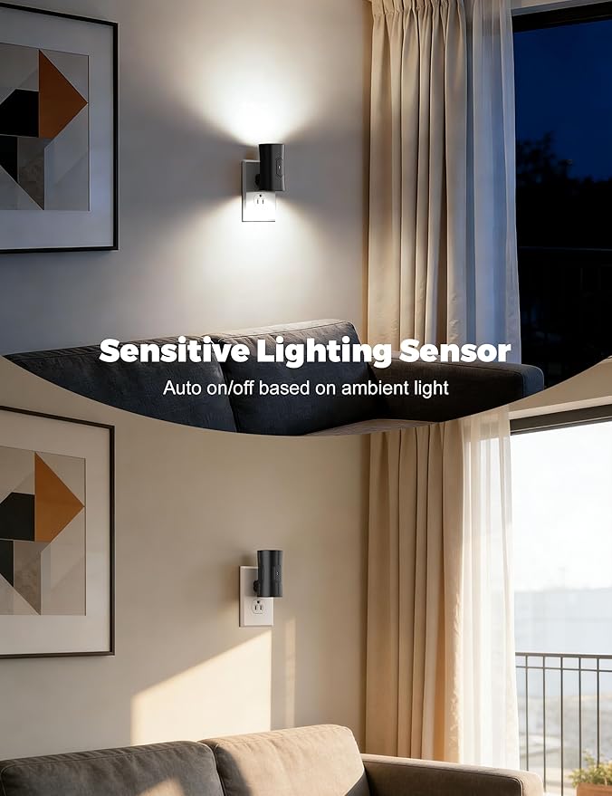 Night Light, 2-Pack Dimmable Plug-in Night Light with Auto On/Off & 90°Rotatable Plug, 0-100LM Adjustable Brightness,1W Ultra Low Energy for Bedroom, Hallway, Bathroom, Kids Room, White